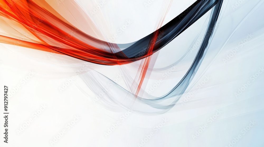 Fototapeta premium Abstract blue, orange, and white lines on a white background.