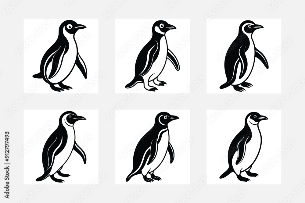 Naklejka premium Creative Penguin Silhouette Art for Home Decor 