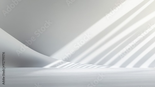Abstract White Landscape With Soft Curves And Bold Light Patterns On The Surface