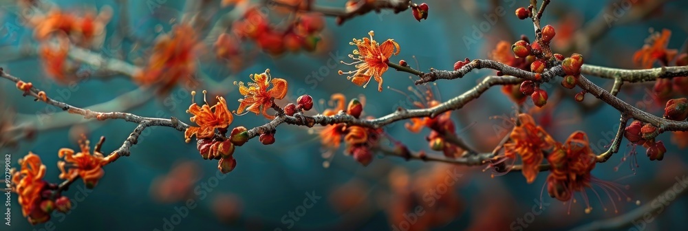 Hybrid Witch Hazel Hamamelis x intermedia Rubin or Japanese Witch Hazel Hamamelis japonica Erect Shrub with Spreading Bare Branches and Zigzagging Stems Bearing Dramatic Flowers Adorned wit Hybrid Witch Hazel Hamamelis x intermedia Rubin or Japanese Witch Hazel Hamamelis japonica Erect Shrub with Spreading Bare Branches and Zigzagging Stems Bearing Dramatic Flowers Adorned wit