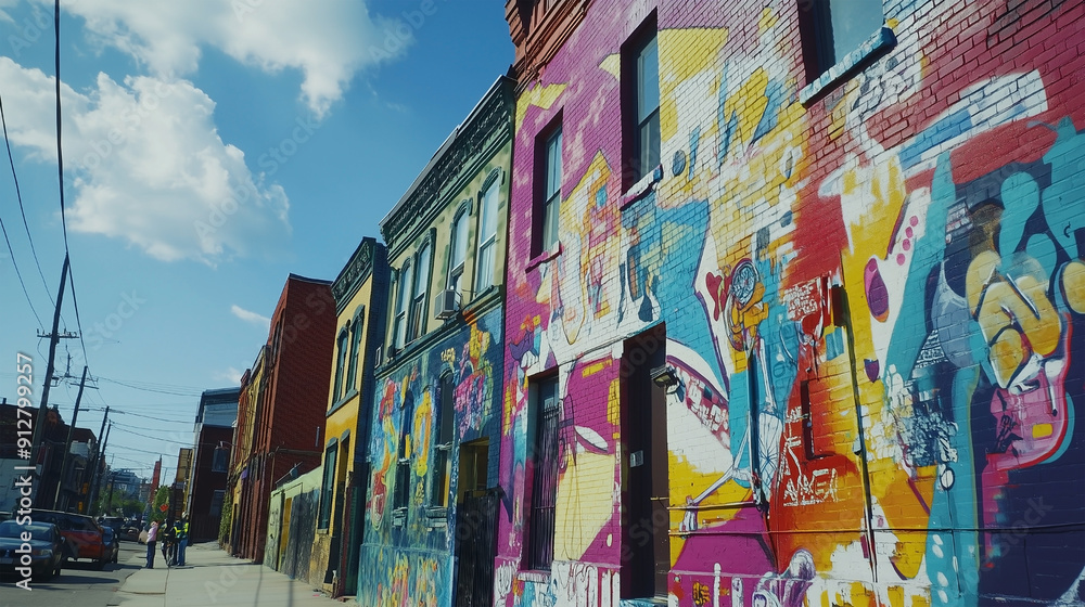 Obraz premium Vibrant Street Art on Urban Buildings