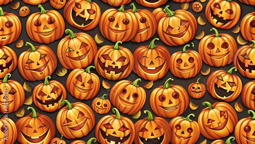 Spooky Pumpkin Patch Seamless Pattern AI generated