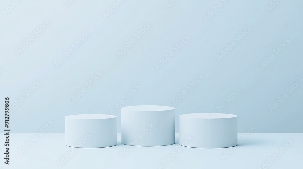 Product Presentation on a Podium with a Minimalist Blue Background in 3D Illustration Product Presentation on a Podium with a Minimalist Blue Background in 3D Illustration