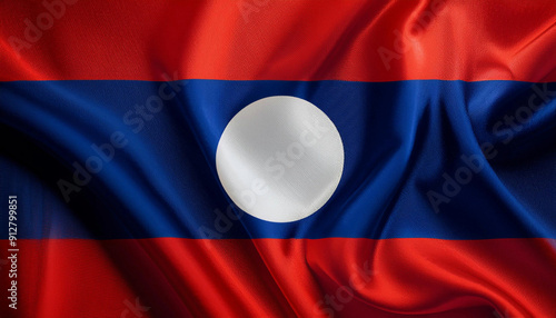 Background Laos flag flying with a simple wavy texture