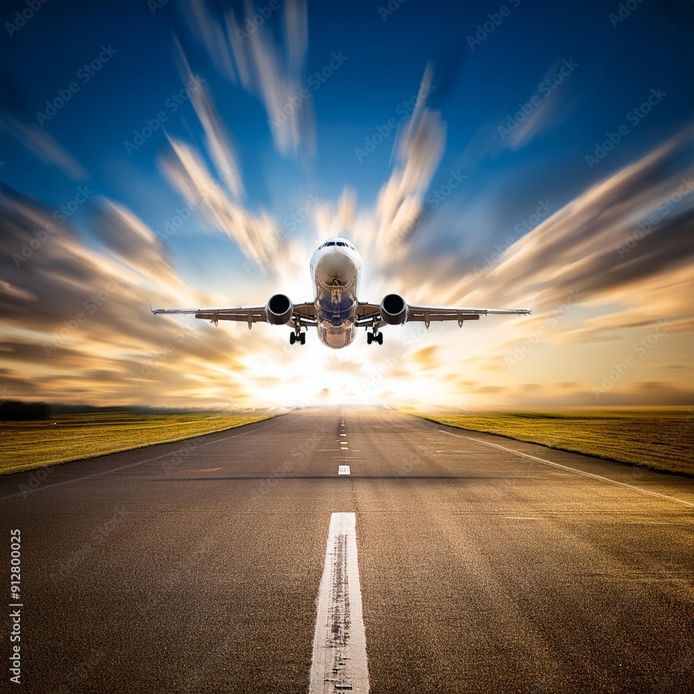 Fototapeta premium aircraft taking off, AI generated