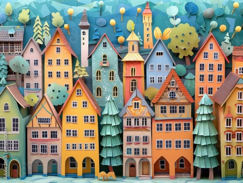 Origami Paper Town of Memmingen, Bavaria