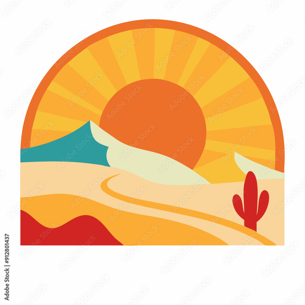 Logo desert with sun summer time concept for your Tshirt design Logo desert with sun summer time concept for your Tshirt design