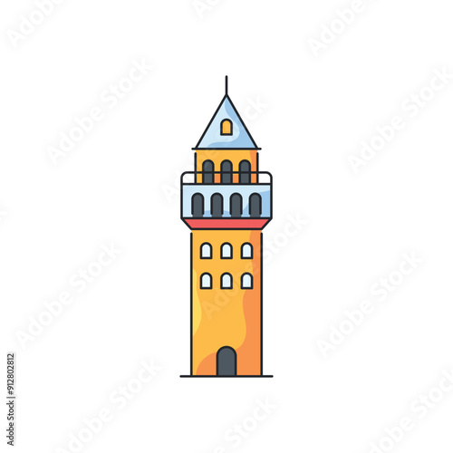 Galata Tower vector icon photo