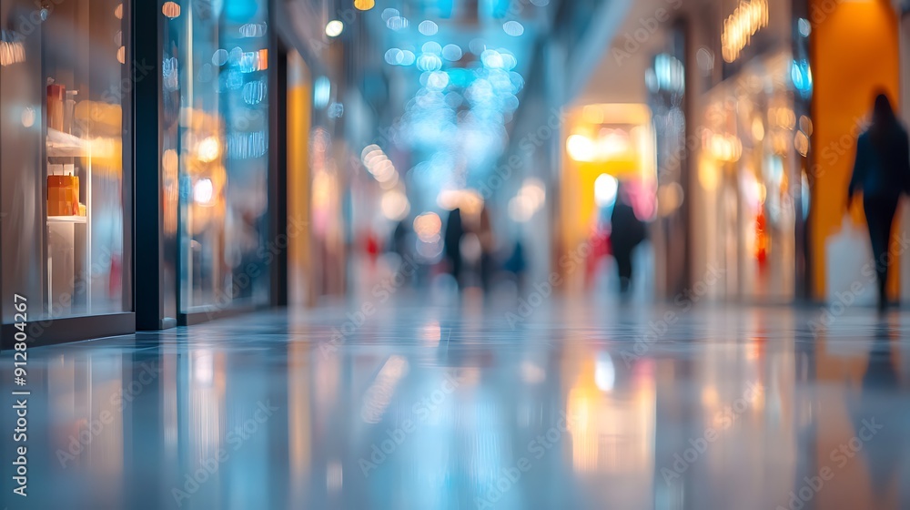 A Serene Shopping Experience: A Blurred View of a Modern Mall Interior A Serene Shopping Experience: A Blurred View of a Modern Mall Interior