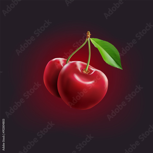 3D Illustration of Cherries