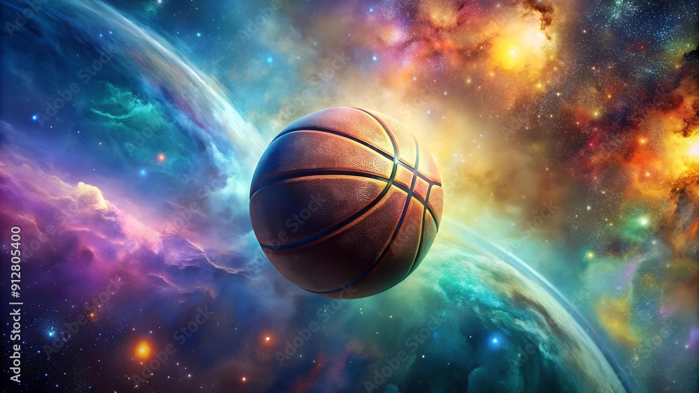 Basketball Floating in a Cosmic Nebula AI Generated Basketball Floating in a Cosmic Nebula AI Generated