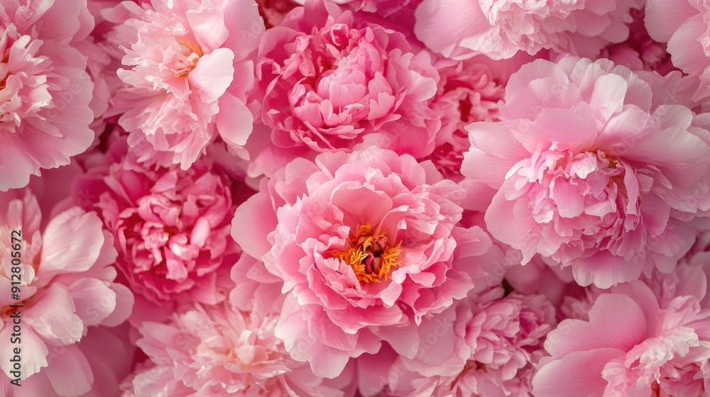 Close-up of pink peony flowers in full bloom, creating a vibrant and lush garden scene. Close-up of pink peony flowers in full bloom, creating a vibrant and lush garden scene.