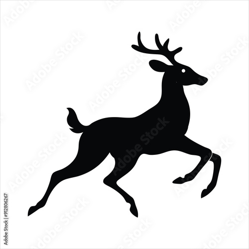 Running Deer Silhouette Vector Illustration 