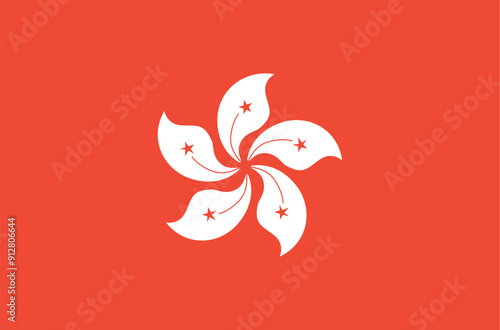 National flag of Hong Kong. Hong Kong flag. Vector Illustration. 