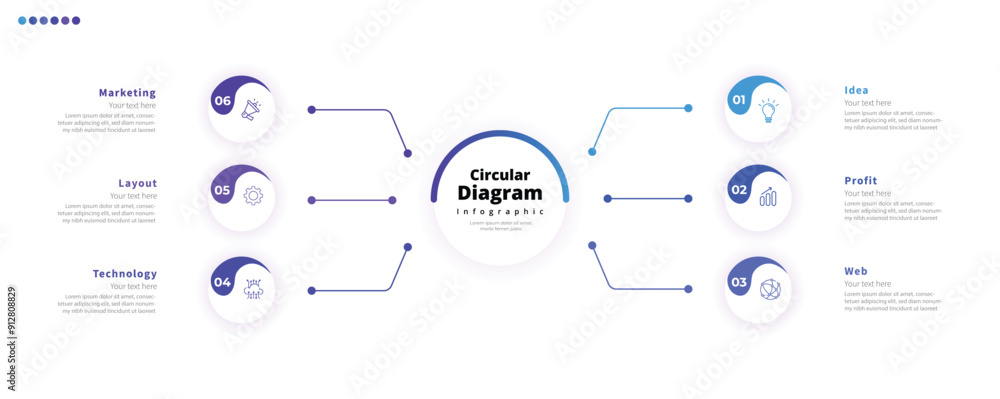 Modern minimalist elegant clean circular steps editable infographic design template vector Modern minimalist elegant clean circular steps editable infographic design template vector
