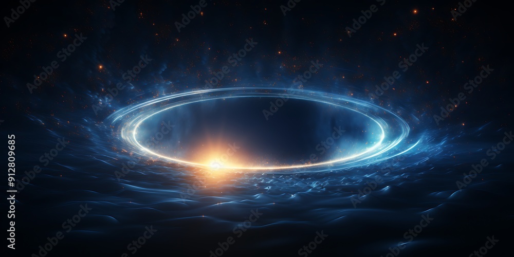 Black hole in the center of green glowing dots on dark background vector illustration. Black hole in the center of green glowing dots on dark background vector illustration.