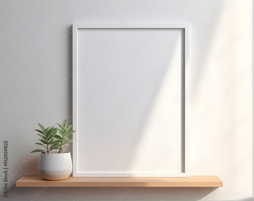 Modern Frame Mockup with Vase and Sideboard - Template For Artwork, Painting, Photo Or Poster Modern Frame Mockup with Vase and Sideboard - Template For Artwork, Painting, Photo Or Poster