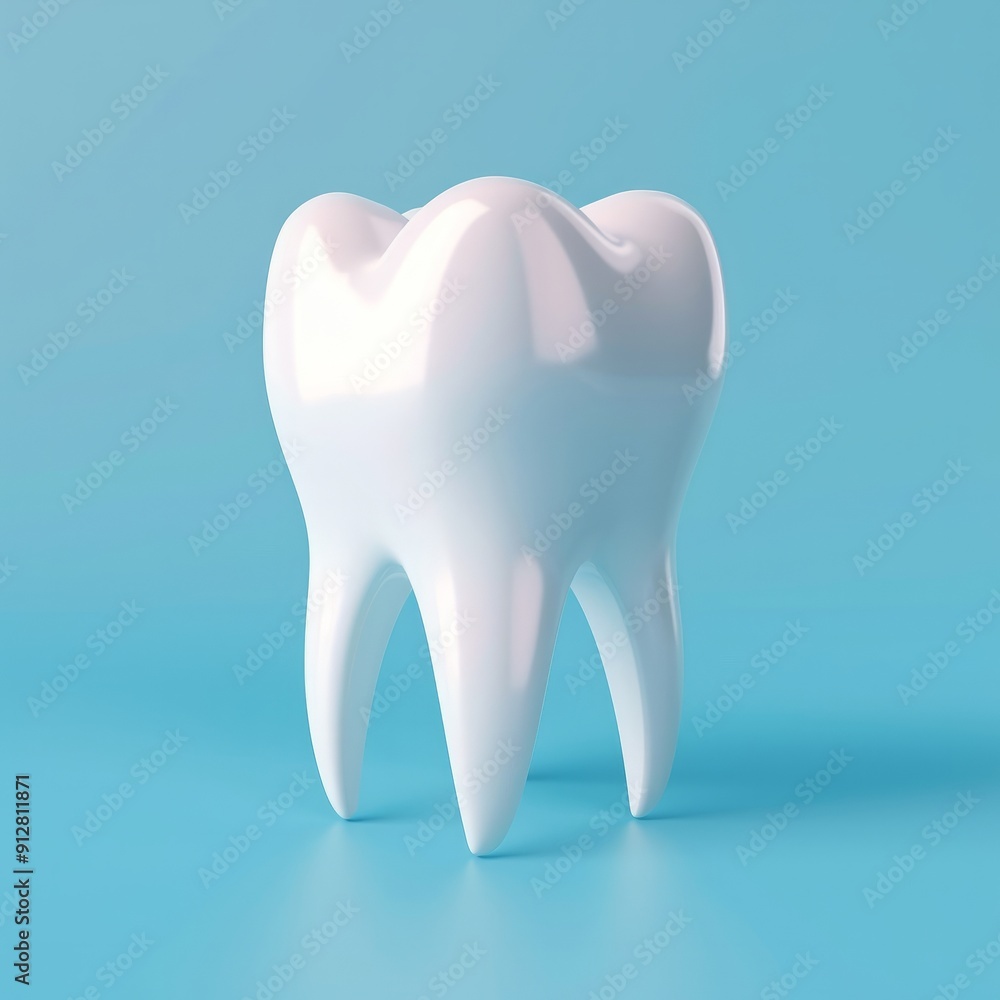 3D cartoon tooth isolated on blue background. AI generative 3D cartoon tooth isolated on blue background. AI generative