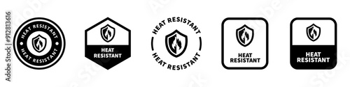 Heat Resistant - vector signs for packaging label.