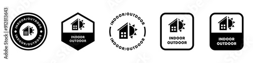 Indoor and Outdoor use - vector signs for packaging label.