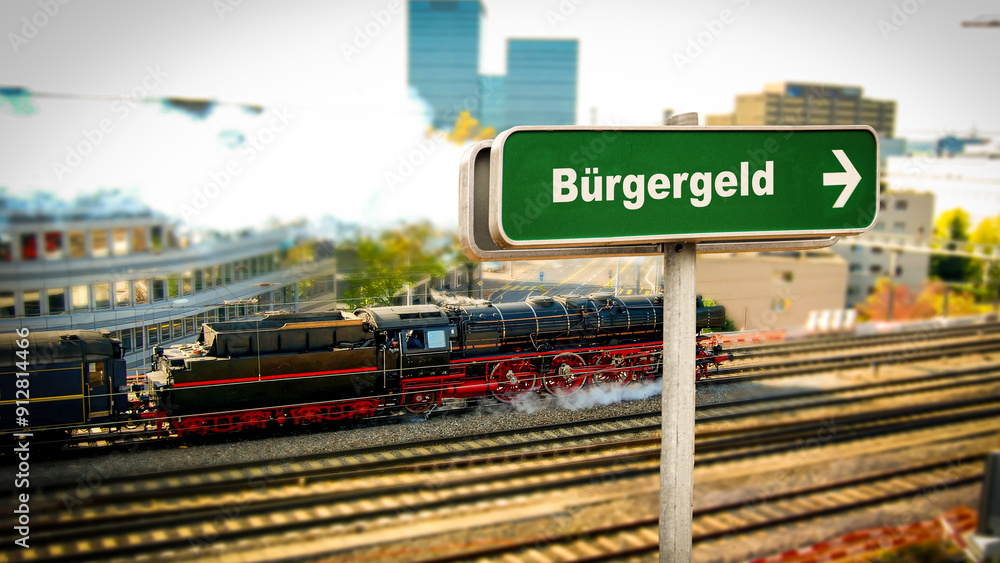 Obraz premium Signposts the direct way to German unemployment benefit