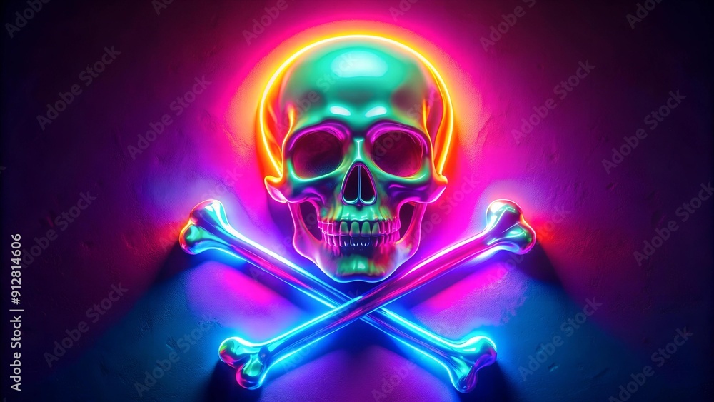 Spectral Symphony: A Skull and Bones Composition in Vibrant Neon Hues Generative AI Spectral Symphony: A Skull and Bones Composition in Vibrant Neon Hues Generative AI