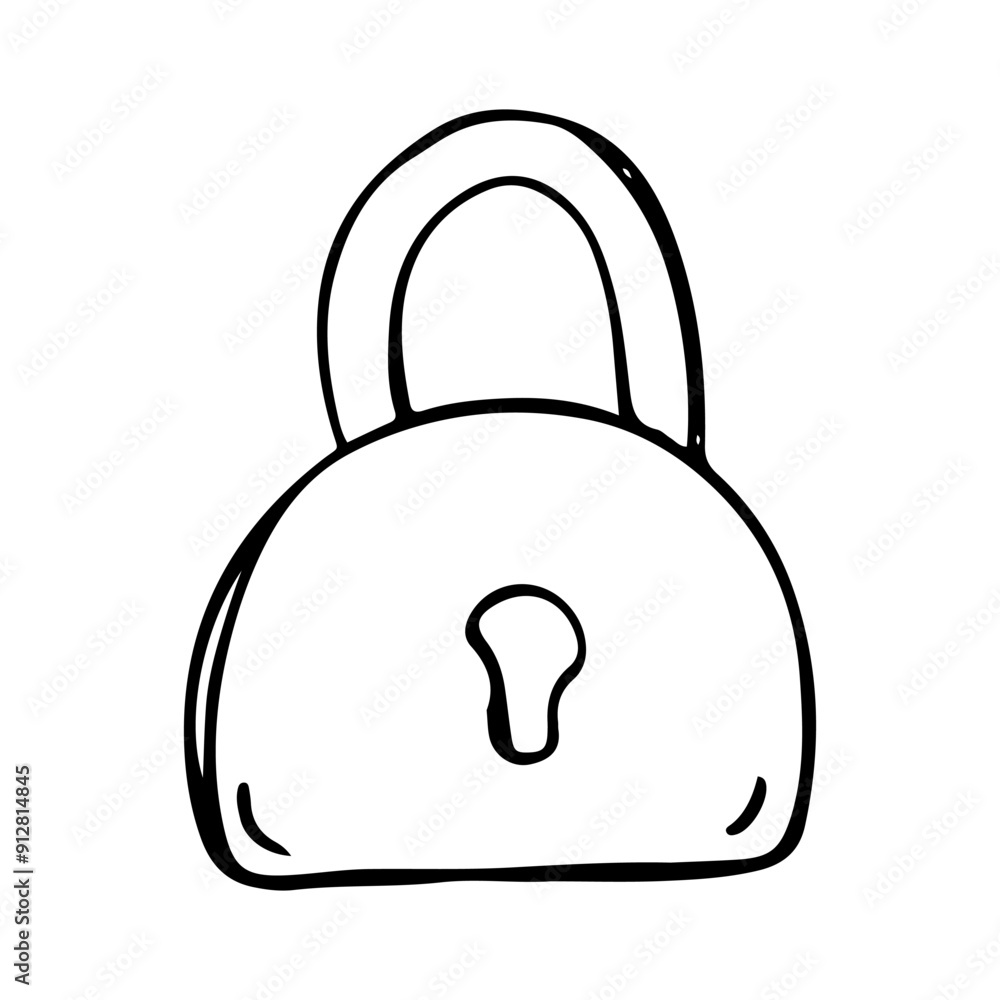 Hand-Drawn Doodle Lock. Hand drawn Padlock sketch style. Locked Padlock Drawing, security concept art. Hand-Drawn Doodle Lock. Hand drawn Padlock sketch style. Locked Padlock Drawing, security concept art.