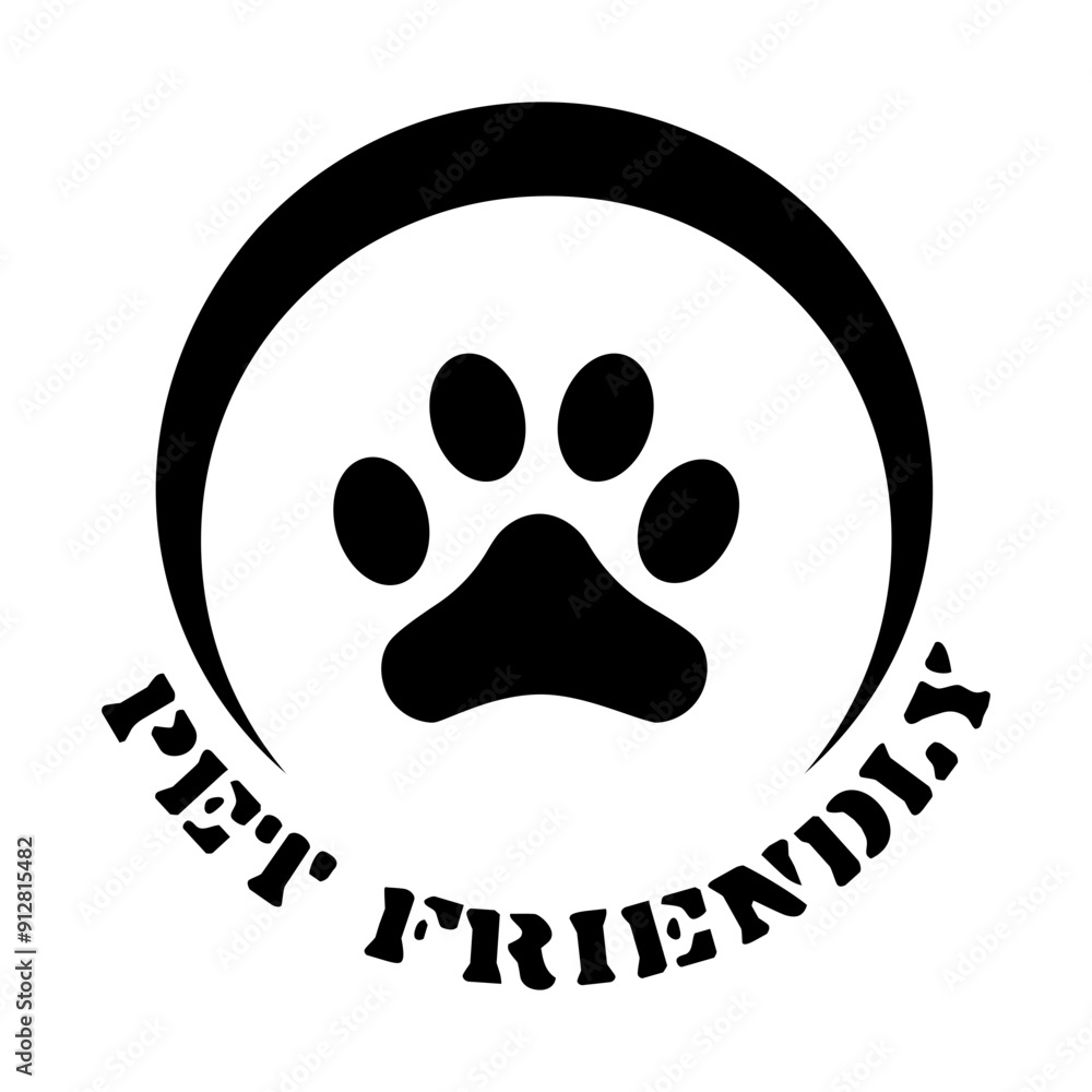 Pet friendly logo with icon and text. Pet friendly logo with icon and text.