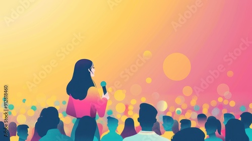 A female leader speaking confidently at a public event