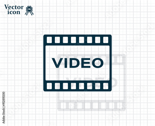 Vector dark color icon with shadow on light checkered background