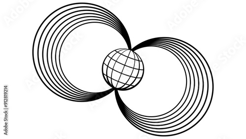earth's magnetic field, black isolated silhouette