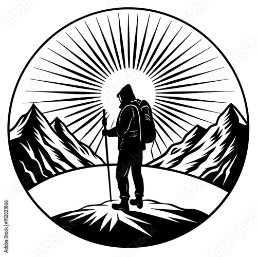 A hiker standing art vector illustration