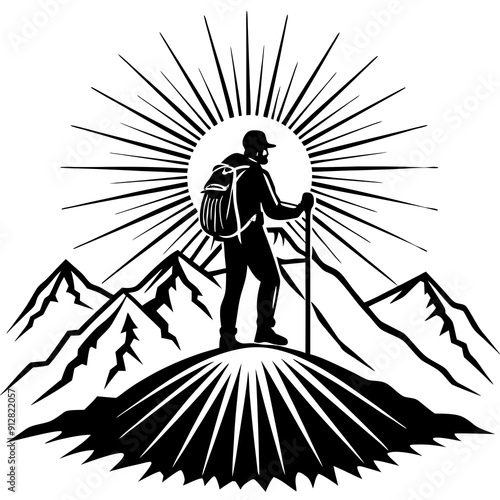 A hiker standing art vector illustration