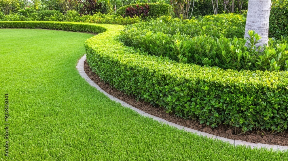 A serene garden features meticulously arranged greenery, colorful plants, and winding paths under a clear sky, inviting relaxation and exploration A serene garden features meticulously arranged greenery, colorful plants, and winding paths under a clear sky, inviting relaxation and exploration