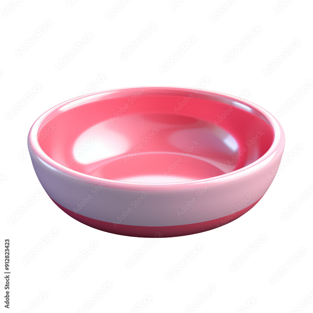 Pink and white ceramic bowl isolated on transparent background Pink and white ceramic bowl isolated on transparent background