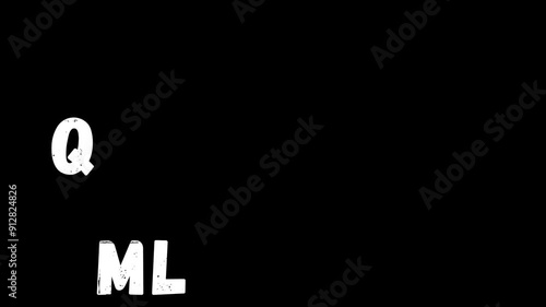The Alphabet Letter Randomly Pop on Black Background.