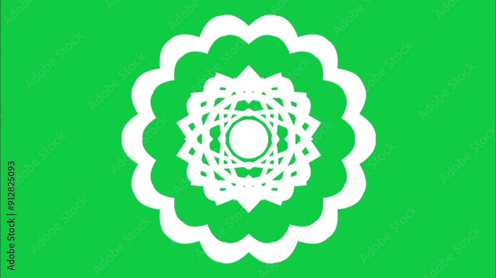 white kaleidoscope circles and star creating a contrasting and curvy digital effect on green screen. white kaleidoscope circles and star creating a contrasting and curvy digital effect on green screen.