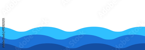 Vector Illustration of Water Waves, Sea and Ocean Background Concept