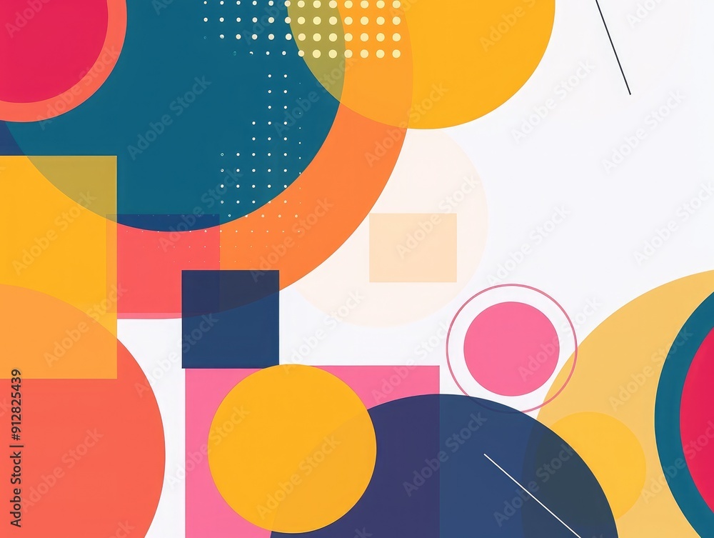 Minimal geometric background with bright colorful squares and round elements, ideal for banners, vector illustration, Bold and Playful Minimal geometric background with bright colorful squares and round elements, ideal for banners, vector illustration, Bold and Playful