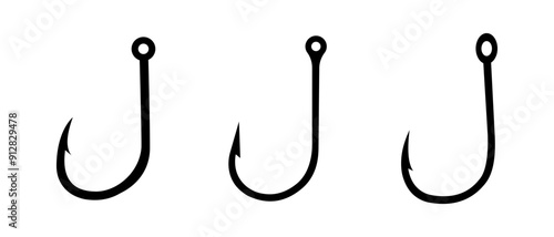 Fishing hooks. Set of fishing hooks vector illustration. Hook vector icons. Fish symbol or logo.