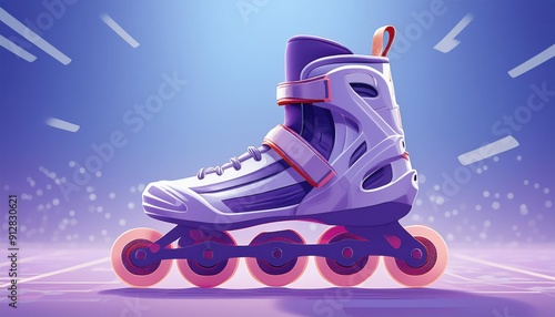 Illustration of Inline Skate on Purple Background photo