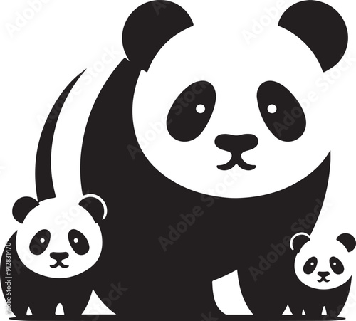 Minimal Panda silhouette vector illustration photo