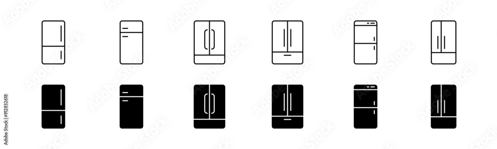Fridge icon set. Line and glyph refrigerator icons. Fridge vector Fridge icon set. Line and glyph refrigerator icons. Fridge vector