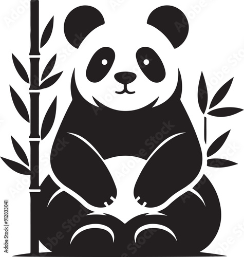 Minimal Panda silhouette vector illustration photo