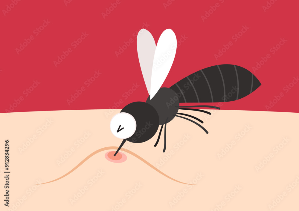 Fototapeta premium Mosquito bites. mosquito cartoon. wallpaper. free space for text. copy space.