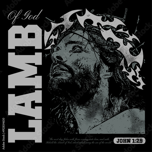 Lamb of god streetwear t-shirt design, clothing apparel design, Christian vector graphic t shirt