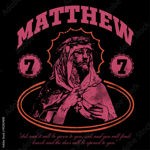 Matthew streetwear t-shirt design, clothing apparel design, Christian vector graphic t shirt