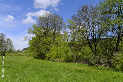 Landschaft im Sinntal zwischen Burgsinn und Rieneck, Landkreis Main-Spessart, Unterfranken, Franken, Bayern, Deutschland