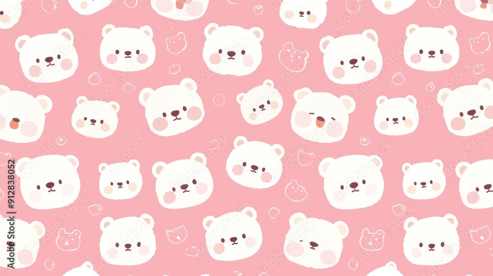Cute pink teddy bear pattern and white texture, seamless design, adorable cartoon character concept for kids in digital world Cute pink teddy bear pattern and white texture, seamless design, adorable cartoon character concept for kids in digital world