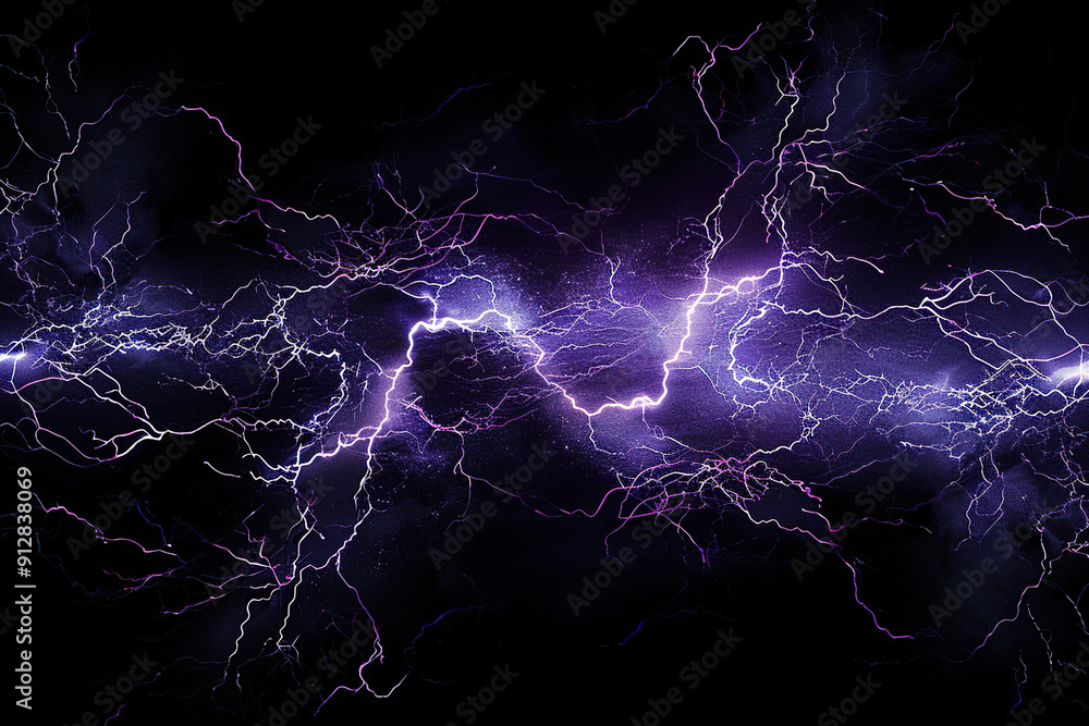 Generative ai on theme of scary bright electric lightning bolt with branches in the night dark sky Generative ai on theme of scary bright electric lightning bolt with branches in the night dark sky